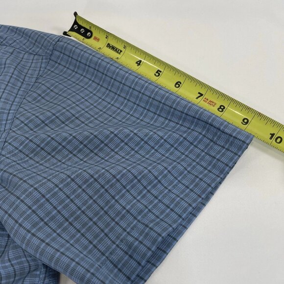 LL Bean Men's Small Fishing Shirt Vented Short Sleeve Blue Plaid - Picture 6 of 6